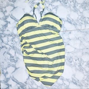- Pea in the pod S tankini top yellow gray stripe